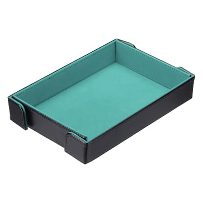 uxcell PU Leather Dice Tray, Rectangle Magnetic Folding Velvet Portable Folding Dice Rolling Tray for Table Games Keys Wallet Watch Coin, Light Blue - color: Light Blue