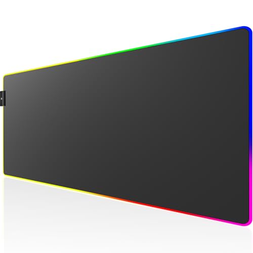 KTRIO RGB Large Gaming Mouse Pad, 35.4 x 15.7 in, RGB Black, XXXL | Smooth Micro-Weave Surface, RGB Lighting Design, Non-Slip Rubber Base, Durable Stitched Edges, Office & Home Use - color: RGB Black, size: 35.4l x 15.7w Inches