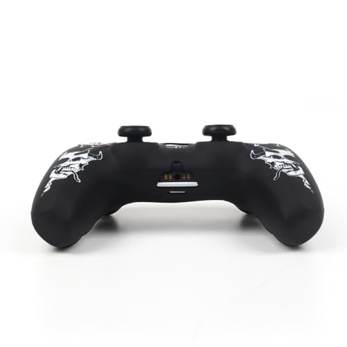 Horned Skull Controller Skin Cover Compatible with PS5/Playstation 5 Controller, RALAN Protector Case Customised Thumb Grip - color: Horned skull Black White