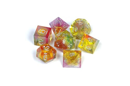 VHS Rainbow Handmade Resin Sharp Edge DND Dice Set – 7 Dice for Roleplaying Games - style: Rainbow