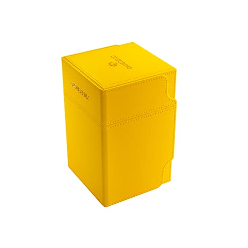 Gamegenic Watchtower 100+ XL Convertible Deck Box - Double-Sleeved Card Storage, Card Game Protector, Nexofyber Surface, Holds Up To 100 Cards, Yellow Color, Made - color: Yellow