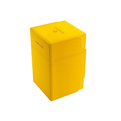 Gamegenic Watchtower 100+ XL Convertible Deck Box - Double-Sleeved Card Storage, Card Game Protector, Nexofyber Surface, Holds Up To 100 Cards, Yellow Color, Made - color: Yellow
