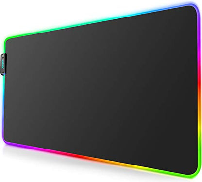 RGB Gaming Mouse Pad Mat - Led Mouse Pad with Durable Stitched Edges and Non-Slip Rubber Base, High-Performance Mouse Pad Optimized for Gamer, Suitable for MacBook, PC, Laptop, Desk (31.5X11.8in)
