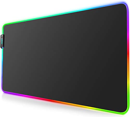 RGB Gaming Mouse Pad Mat - Led Mouse Pad with Durable Stitched Edges and Non-Slip Rubber Base, High-Performance Mouse Pad Optimized for Gamer, Suitable for MacBook, PC, Laptop, Desk (31.5X11.8in)
