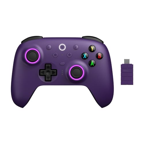 8Bitdo Ultimate 2 Wireless Controller for PC, Apple, Steam &Android, Purple | TMR Joysticks, Hall/Tactile Triggers, 8Speed 2.4G, 1000Hz Polling Rate, Motion Control, RGB Fire Ring, Charging Dock - color: Purple