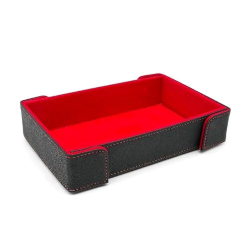 Norse Foundry Red Rectangle Dice Tray - Luxurious Velvet Interior, Black Vegan Leather Exterior, Magnetic Folding Dice Tray, Portable and Durable Rolling Mat for RPG and Board Games - color: Red, style: Rectangular