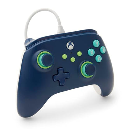 PowerA Wired Controller for Xbox Series X|S - Mariner Blue, gamepad, video game/gaming controller, works with Xbox One, Officially Licensed - style: Marine Blue