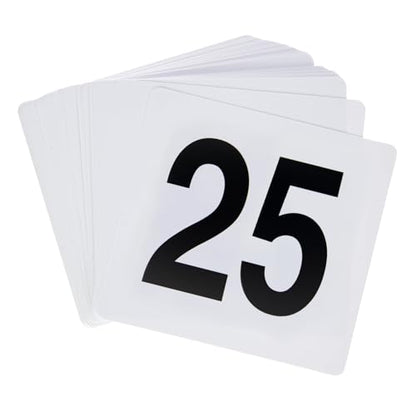 New Star Foodservice 23114 Plastic Double Sided Table Numbers 1-25, 4" x 4" Inch, White with Bold Black Numbers - size: 4 x 4 inches, style: White (1-25)