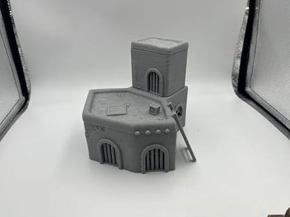 Architectural Terrain Set for 28mm (1/64) Miniature Wargames, 3D Printed and Paintable, Gift for Hobby Enthusiasts (Desert Building)