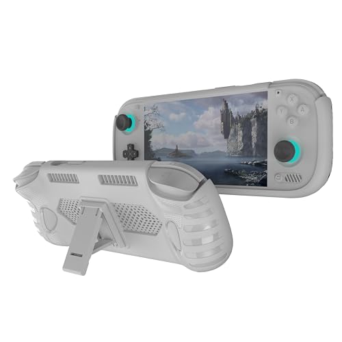 JYGamhanbil Protective Grip Case for Ayn Odin 3 6 inch Portable Console | TPU Cover Back Shell Skin Accessories with Ergonomic Grip & Kickstand for Ayn Odin 3 Gaming Handheld (White) - color: White
