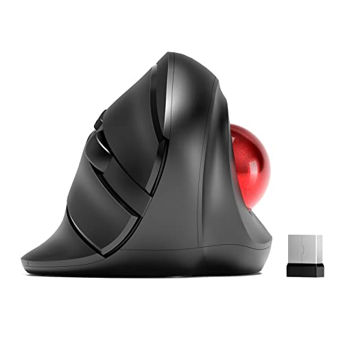 MicroPack Trackball Wireless Mouse, Upgrade Right Hand Ergonomic Mouse with Wireless Vertical Rollerball Computer Mouse, 3 Adjustable DPI, Easy Thumb Control for PC, Laptop, Mac, Windows - Black - color: Black With Trackball