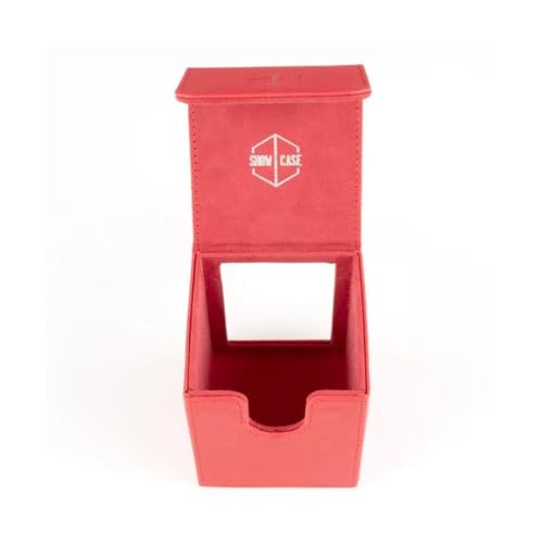 Showcase Deck Box with Display Window for Trading Card Games, Holds 100+ Double-Sleeved Cards, PU Leather, Magnetic Closure, Case for Magic MTG, Commander, Lorcana, TCG, CCG Red - color: Red