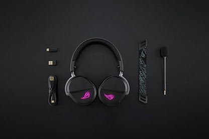 ASUS ROG Pelta Wireless Gaming Headset with Detachable Mic – Tri-Mode (BT, 2.4GHz, USB-C) 50mm Titanium-Plated Drivers, 70Hr Battery, Ergonomic, Lightweight, for PC, PS5, PS4, Switch, Mobile - Black - color: Black