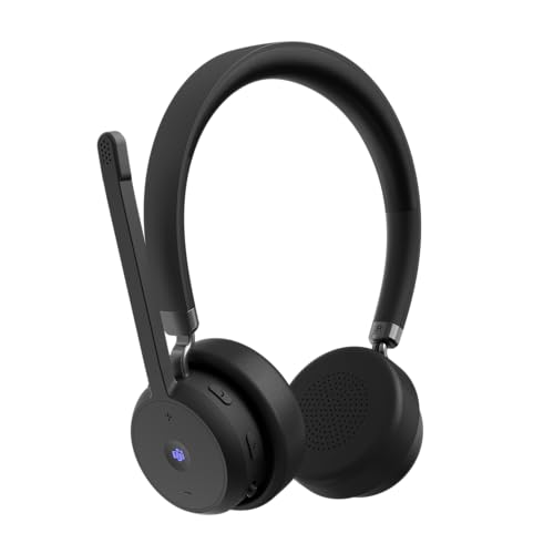 Lenovo Wireless VoIP Headset Teams Certified, Noise-Canceling Mic, Bluetooth 5.3 Multipoint, USB-A Receiver, 31-Hour Talk & 60-Hour Playback, Lightweight Over-Ear Design, Replaceable Earcups - style: Wireless - ENC (Teams)