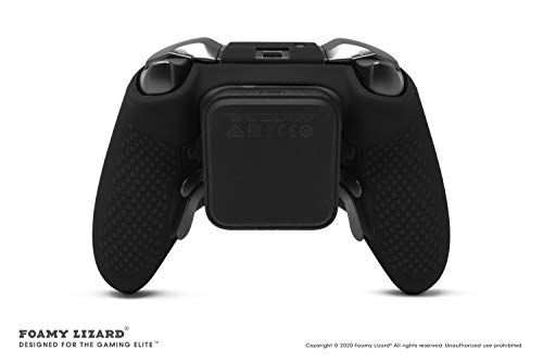 Elite Series 2 Studded Grip Skin for Xbox One Elite Series 2 Controller (NOT for Series X/S/Elite 1) by Foamy Lizard - Sweat Free Silicone w/Flat Top Anti-Slip Studs + 8 QSX-Elite Thumb Grips (Black) - color: Black