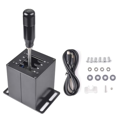 ZHSYMX PC USB Simulator Shifter Compatible with Logitech G29/G27/G25/G920,Thrustmaster T300 T500 Steering Wheel Applicable for ATS ETS Dust WRC Sim Racing Games H Shifter 7+R(PC System) Black - color: 7+R PC USB Shifter