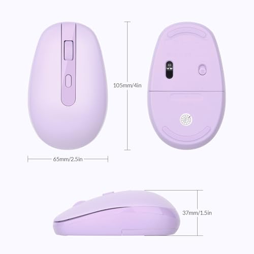 Rii Wireless Mouse RM700 2.4G Silent Mouse with USB Nano Receiver for Laptop,PC,Mac,Chromebook,Windows (Purple) - color: Purple