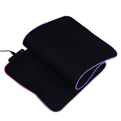 RGB LED Pad, USB Interface Gaming Mat with Thick ase, 7 Color Breathing and PC Laptop Notebook, Non Slip