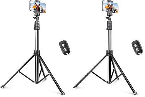 SENSYNE 72" Phone Tripod, Extendable Cell Phone Tripod Stand, Selfie Stick with Wireless Remote and Phone Holder, Compatible with iPhone Android Phone, Camera (Pack of 2) - color: Black, size: 72-inch (Pack of 2)