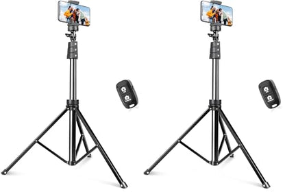 SENSYNE 72" Phone Tripod, Extendable Cell Phone Tripod Stand, Selfie Stick with Wireless Remote and Phone Holder, Compatible with iPhone Android Phone, Camera (Pack of 2) - color: Black, size: 72-inch (Pack of 2)