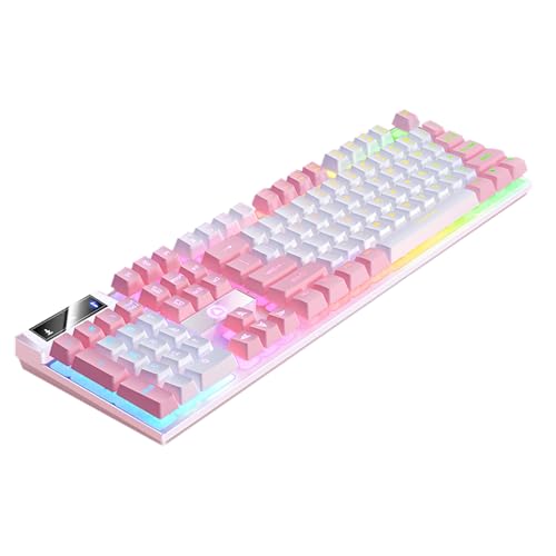 Mechanical Keyboard 104 Keys Full Size Standard Layout USB Wired PC Game | Mechanical Feel Game Keyboard Anti-Ghosting, N-Key Rollover, Full Size, RGB Backlit, Ergonomic, Spill-Resistant, for PC D - color: 1