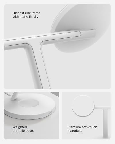 Belkin Qi2 15W Wireless Charging Station, 3 in 1 iPhone Charger | Fast Charging, MagSafe Compatible, iPhone 17/16/15, Apple Watch, AirPods, Travel Charger, Magnetic - color: White, style: Matte Finish