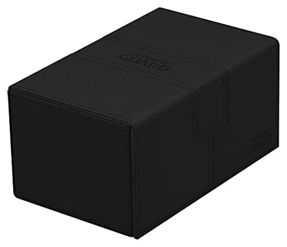 Ultimate Guard Twin Flip'n'Tray 160+, Deck Case for 160 Double-Sleeved TCG Cards + Dice Tray, Black, Independent Magnetic Closure & Microfiber Inner Lining - color: Black, size: 160+