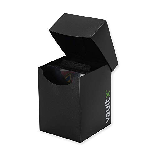 Vault X Large Standard Deck Box with 150 Black Sleeves, fits 100+ Sleeved Trading Cards (Black) - color: Black