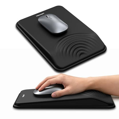 TECKNET Ergonomic Mouse Pad with Wrist Rest, Mousepad with Wrist Support with Built-in Memory Foam and Ergonomic Slope Design Relieves Carpal Tunnel Syndrome Pain,Mouse Pads for Office Gaming - color: Black