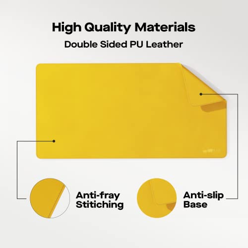 Mobile Pixels Desk Pad, Large PU Leather Desk Mat (Racing Yellow) | Desk Protector with Non-Slip Base for Keyboard and Mouse, Upgraded Sewing Waterproof Desk Mat 31.5"x 15.75" - color: Racing Yellow