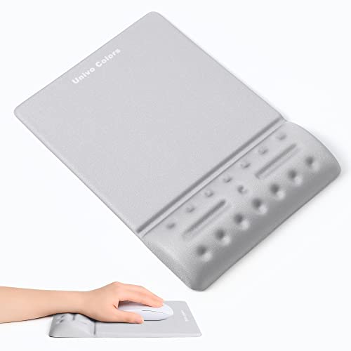 Grey Mouse Pad with Wrist Support Ergonimic Wrist Rest Gel Wrist Pad for Mouse Computer Laptop Desk Office Gaming Desktop Non-Slip Base Soft Memory Foam Fiber Cute Mousepad Gel Rest - color: MW_Gray