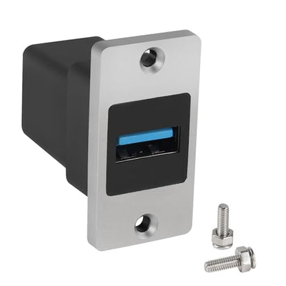 QIANRENON 5Gbps USB3.0 Rectangular Metal Panel Adapter USB3.0 Female to Female Panel Mount Connector USB 3.0 Mounting Socket Data Module 5V/0.5A Charging, Mounting on Panel Desktop Wall Floor Plug