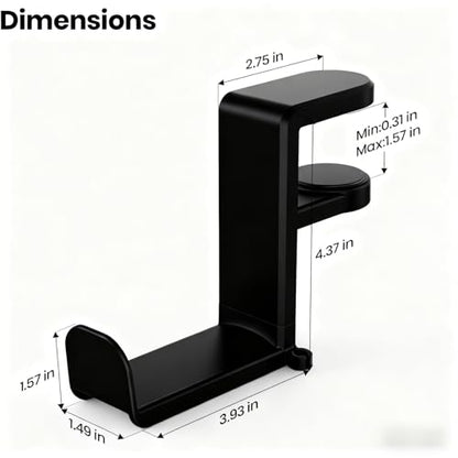 360 Degree Rotating Headphone Stand Under Desk Hanger Clamp Mount Universal Headset Holder Hook (White) - color: White