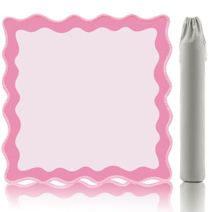 Complete Mahjong Mat Set, 32.4"x32.4" Pink Scalloped Edge Table Cover, Non-Slip & Noise Reduction Gaming Mat with Carrying Bag, Rules, Chips, Wind Marker for Poker & Board Games - color: Pink-set