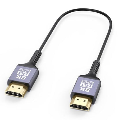 Thin HDMI Cable 1FT 8K, Short HDMI Cable 1 Foot 48Gbps High Speed Flexible Ultra Slim HDMI Cord (Only 3.3MM) 8K@60Hz, 4K@60Hz, HDR10+, HDCP 2.3 for HDMI Switch/Camera/Roku TV/Monitor/Laptop - size: 1FT