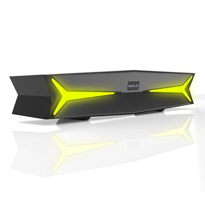 Desktop Soundbar for Computer 15.5 Inches | Bluetooth Soundbar with RGB LED Lights | Clear Bass | AUX, USB, USB-C | Soundbar for Projectors, TVs, Smartphones, Gaming Consoles, & Laptop