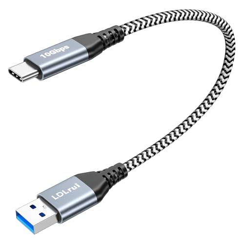 1ft USB C to USB Cable 10Gbps Data Transfer, 3.2 Gen 2 USB to Type C Charger Cord Fast Charging for iPhone 15/16 Pro, Samsung Galaxy S23/S22/S21/S20, Sandisk Portable SSD, Power Bank, Android Auto - color: Black-and-White, size: 1FT