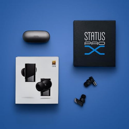 Status Pro X Wireless Earbuds, Triple Speaker Driver, Hi-Res Audio with LDAC, 52dB ANC, 6 Beamforming Mics with VoiceLoom AI for Clearest Calls (Black Alloy) - color: Onyx