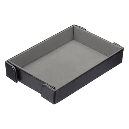 uxcell PU Leather Dice Tray, Rectangle Magnetic Folding Velvet Portable Folding Dice Rolling Tray for Table Games Keys Wallet Watch Coin, Gray - color: Gray