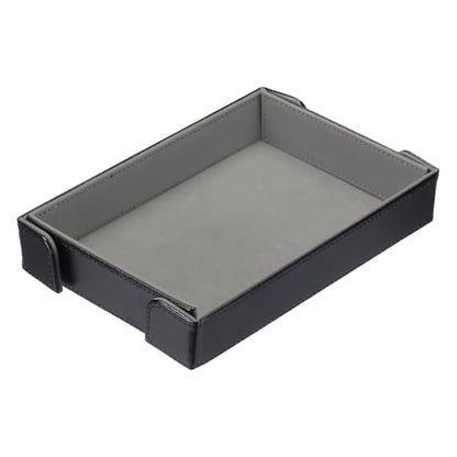 uxcell PU Leather Dice Tray, Rectangle Magnetic Folding Velvet Portable Folding Dice Rolling Tray for Table Games Keys Wallet Watch Coin, Gray - color: Gray
