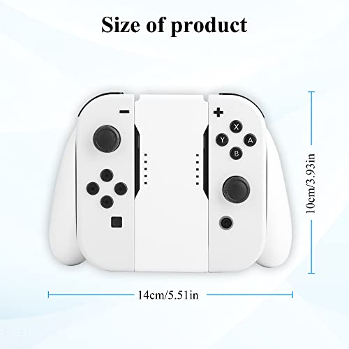 GLDRAM Joypads Charger for Nintendo Switch & Switch OLED Accessories, Switch Controller Charging Grip with LED Indicator, Charging Cable and 6 Thumb Caps, Charger Dock Stand-White