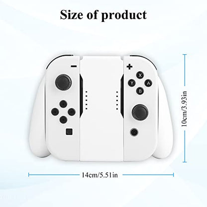 GLDRAM Joypads Charger for Nintendo Switch & Switch OLED Accessories, Switch Controller Charging Grip with LED Indicator, Charging Cable and 6 Thumb Caps, Charger Dock Stand-White