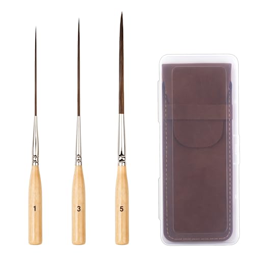 Long Liner Brushes,3PCS Ox Ear Hair Detail Paint Brush Set,Pinstriping Brush for Filling Corners, Marking, Outlining, Watercolor Acrylic Oil - color: 3pcs