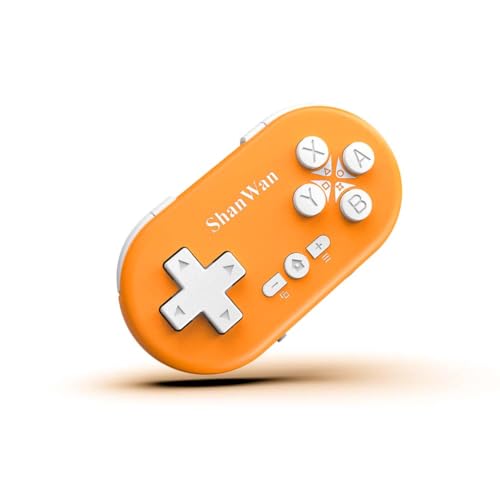 ShanWan Bluetooth Gamepad Keychain Sized Mini Controller for Switch, Windows, Android, iOS & PS4（Orange -yellow - color: Orange -yellow