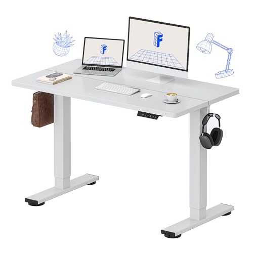 FLEXISPOT Standing Desk Electric Height Adjustable Desk with 48 x 24 Inch Splice Board, Home Office Computer Workstation, White Top + White Frame - color: White, size: 48"x24"