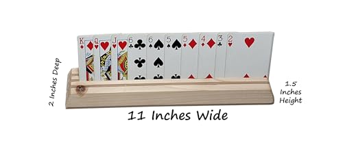 Wooden Playing Card Holders – Set of 2 – Handmade Pine 3-Slot Organizers for Seniors, Kids & Game Night – Durable, Veteran-Made in USA