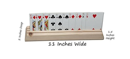 Wooden Playing Card Holders – Set of 2 – Handmade Pine 3-Slot Organizers for Seniors, Kids & Game Night – Durable, Veteran-Made in USA