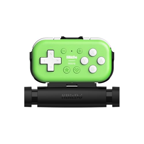 8Bitdo Micro Bluetooth Gamepad Mini Controller with Mobile Clip - Green | Pocket-sized, Supports Keyboard Mode, for Switch, Android - color: Green