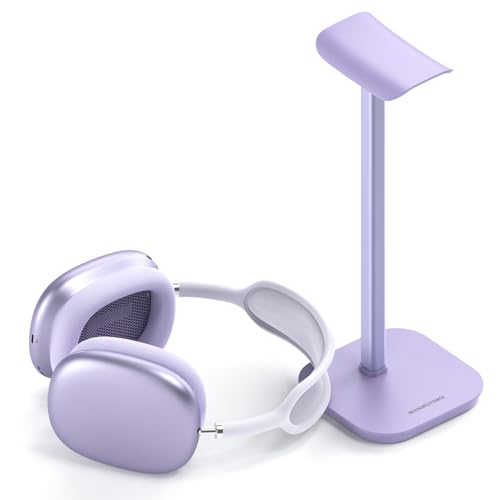 Headphone Stand, Desktop Headset Holder (Purple) Heavy Base Desk Earphone Stand Aluminum Gaming Headset Hanger Rack for AirPods Max, AirPods, AirPods Pro, Beats, Bose - color: Purple