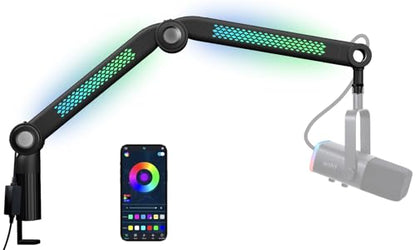 SUNMON RGB Mic Arm – Adjustable Boom Arm with Rhythm RGB Lighting for Blue Yeti, HyperX QuadCast, Rode, Fifine AM8, and More – Perfect for Podcasting, Streaming, and Gaming - color: Pickup Light Boom Arm